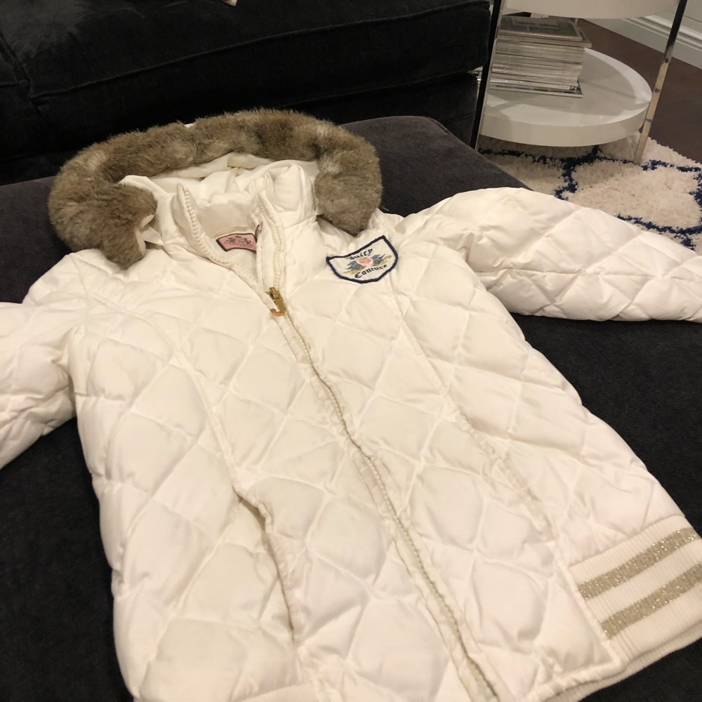 🤍GIRLS SIZE 14 JUICY COUTURE WHITE WINTER JACKET